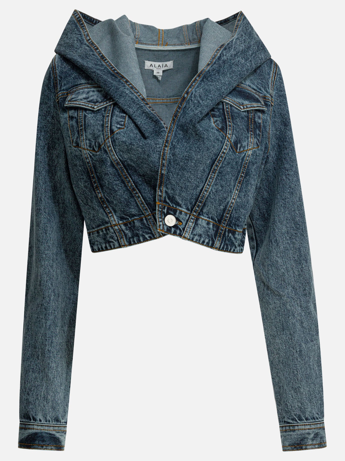 Denim jackets Solid colour  Light blue - Alaïa Women | PDP | VIETTI Online Store | Zoom-Modal
