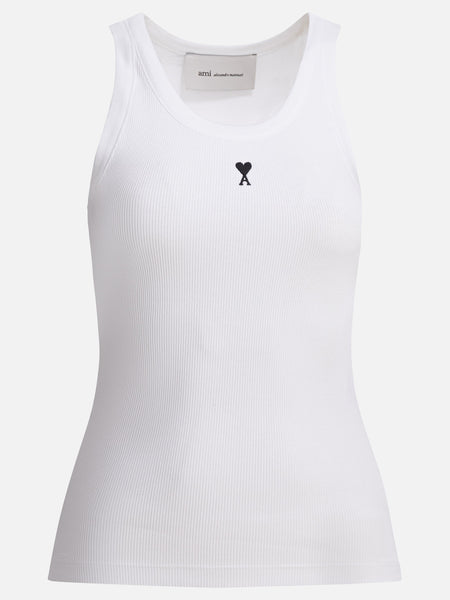 Ami Paris Cotton tank top with logo White - Women | VIETTI Online