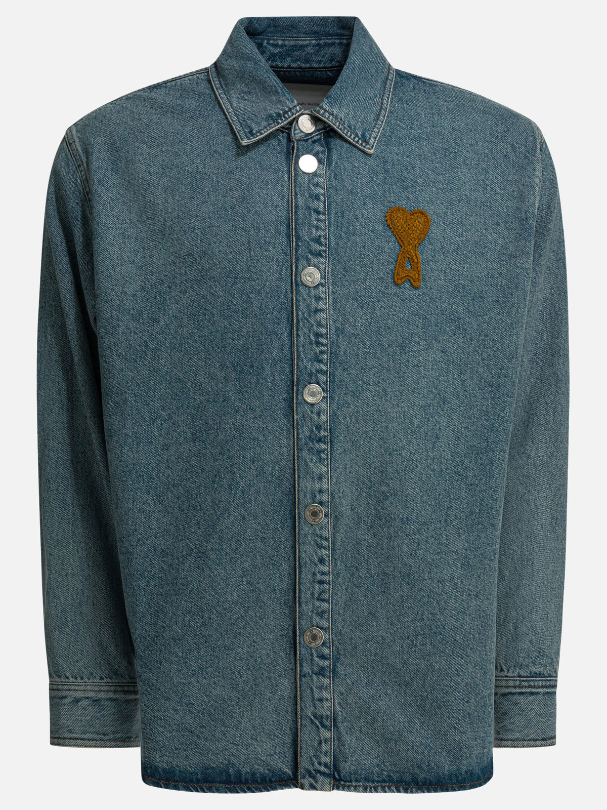 Ami Paris Denim shirt with logo Blue