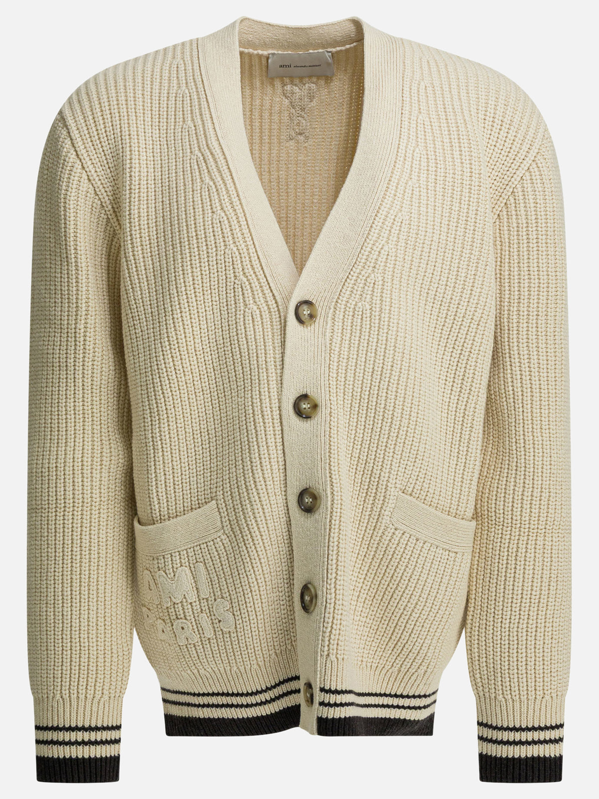 Ami Paris Wool cardigan with logo White