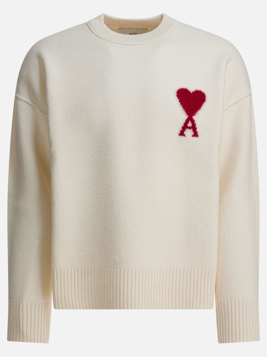 Ami Paris "Ami de Coeur" Crew-Neck Sweater White

