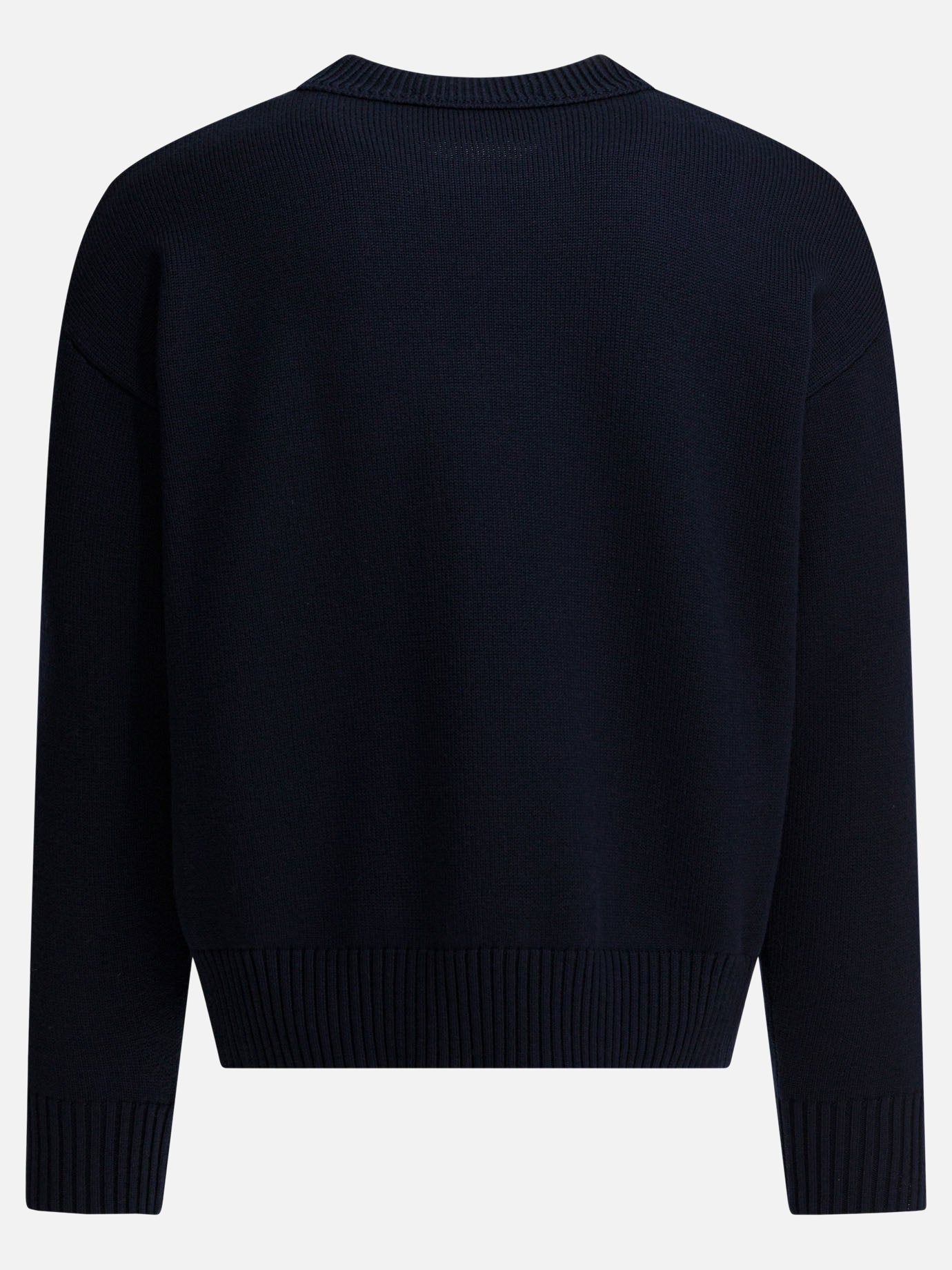 Ami Paris Wool-blend crew-neck sweater Blue - Men | VIETTI Online