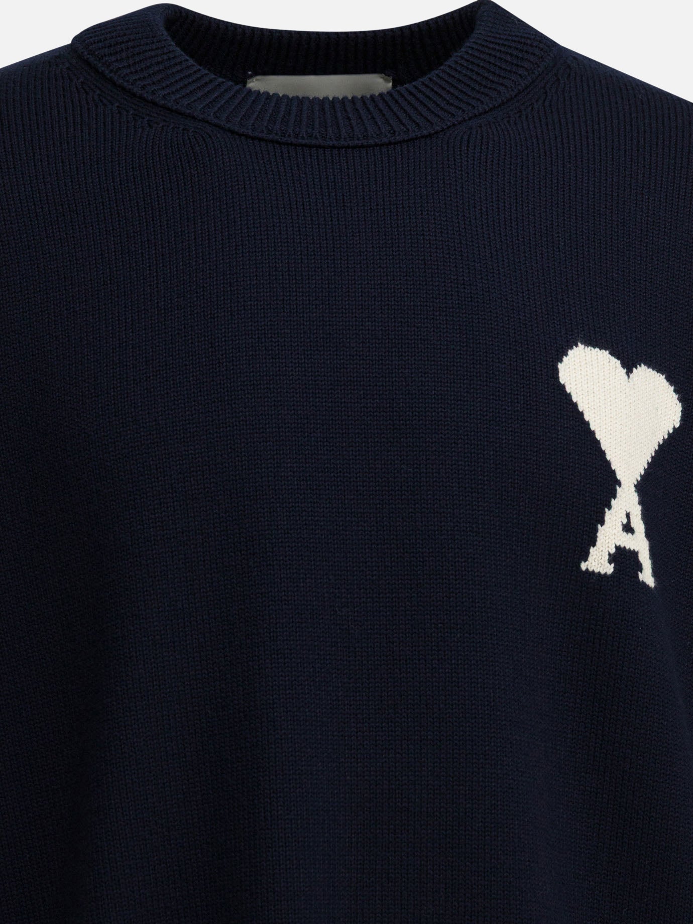 Ami Paris Wool-blend crew-neck sweater Blue - Men | VIETTI Online