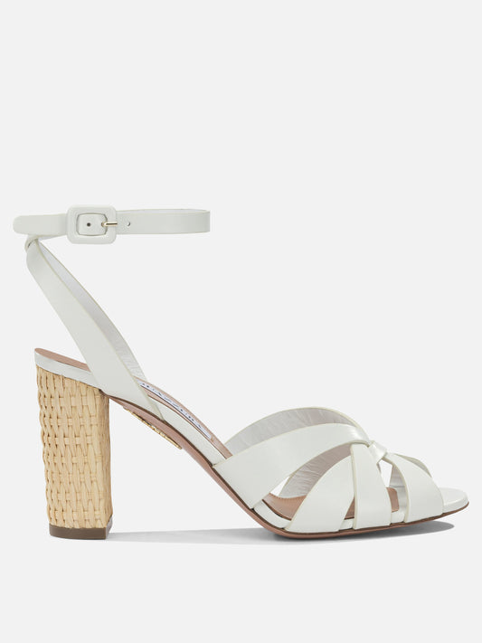 Sandali con tacco 100% calf leather - 100% calf leather  Bianco - Aquazzura Donna | PLP | VIETTI Online Store 
