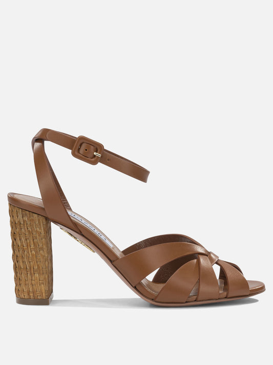 Heeled sandals 100% calf leather - 100% calf leather  Brown - Aquazzura Women | PLP | VIETTI Online Store 
