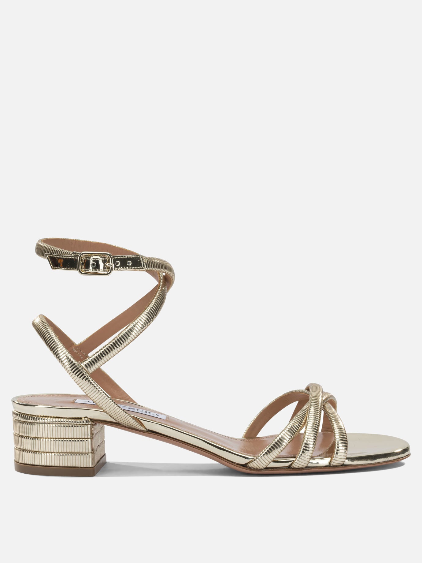 Heeled sandals 40% polyester 38% polyurethane 22% thermoplastic polyurethane - 100% calf leather  Gold - Aquazzura Women | PDP | VIETTI Online Store | thumbnail