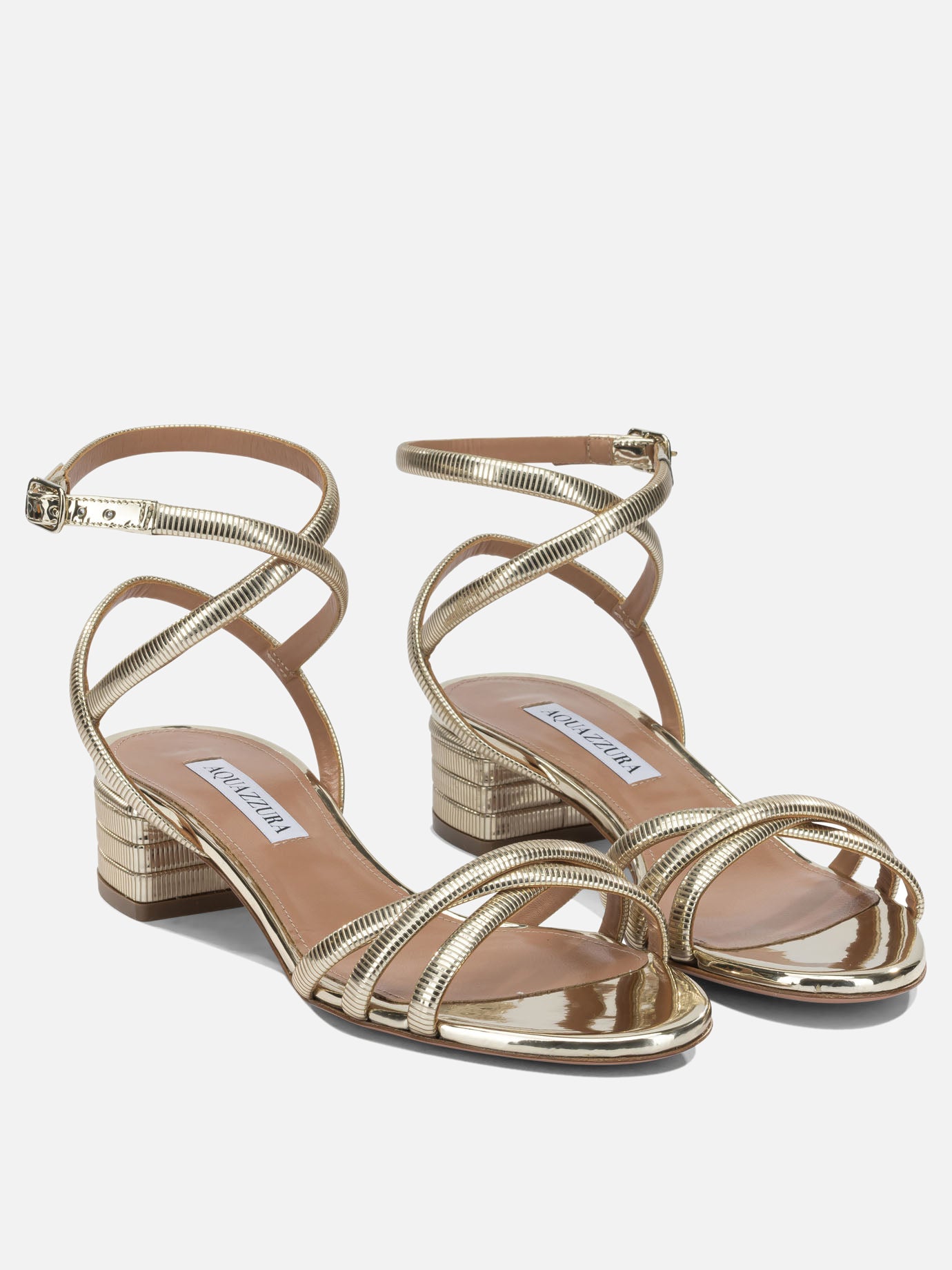 Heeled sandals 40% polyester 38% polyurethane 22% thermoplastic polyurethane - 100% calf leather  Gold - Aquazzura Women | PDP | VIETTI Online Store | Zoom-Modal_2
