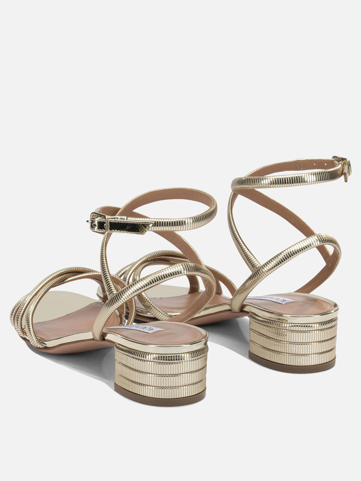 Heeled sandals 40% polyester 38% polyurethane 22% thermoplastic polyurethane - 100% calf leather  Gold - Aquazzura Women | PDP | VIETTI Online Store | thumbnail_4