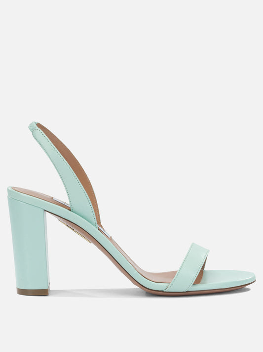 Heeled sandals 100% leather - 100% leather  Light blue - Aquazzura Women | PDP | VIETTI Online Store 

