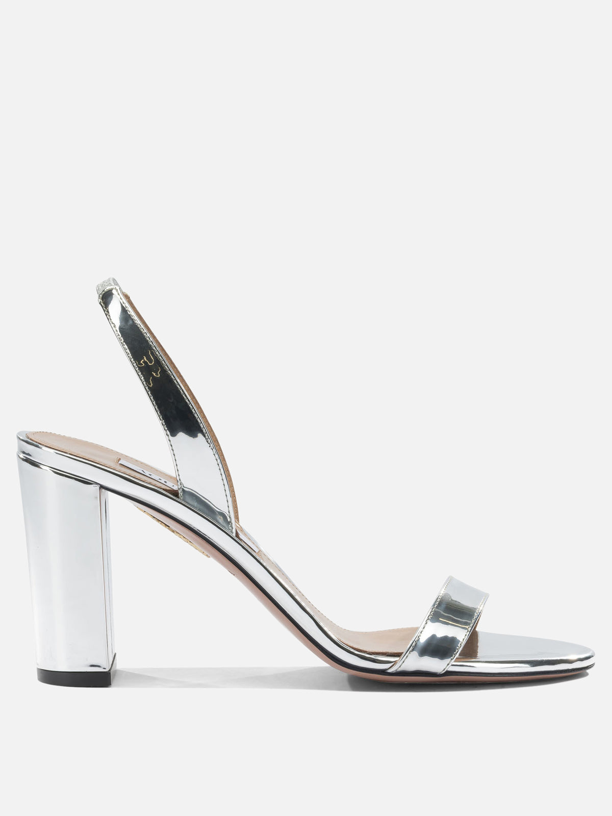 Aquazzura "So Nude Block 85mm" Heeled Sandals Silver