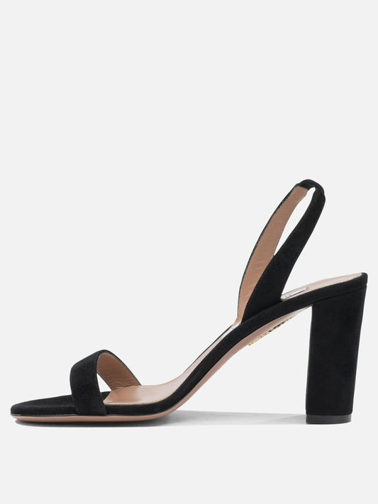 Aquazzura "So Nude Block 85mm" Heeled Sandals Black

