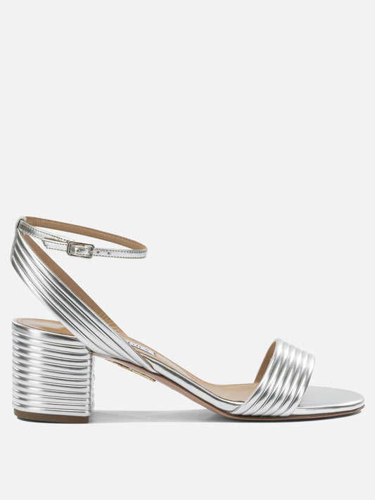 Heeled sandals 5% alfa - 100% calf leather  Silver - Aquazzura Women | PLP | VIETTI Online Store 
