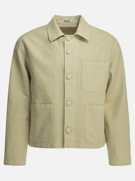 Auralee Cotton overshirt jacket Beige - Men | VIETTI Online Store