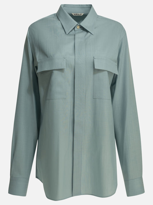 Overshirt jackets Solid colour  Light blue - Auralee Women | PLP | VIETTI Online Store 

