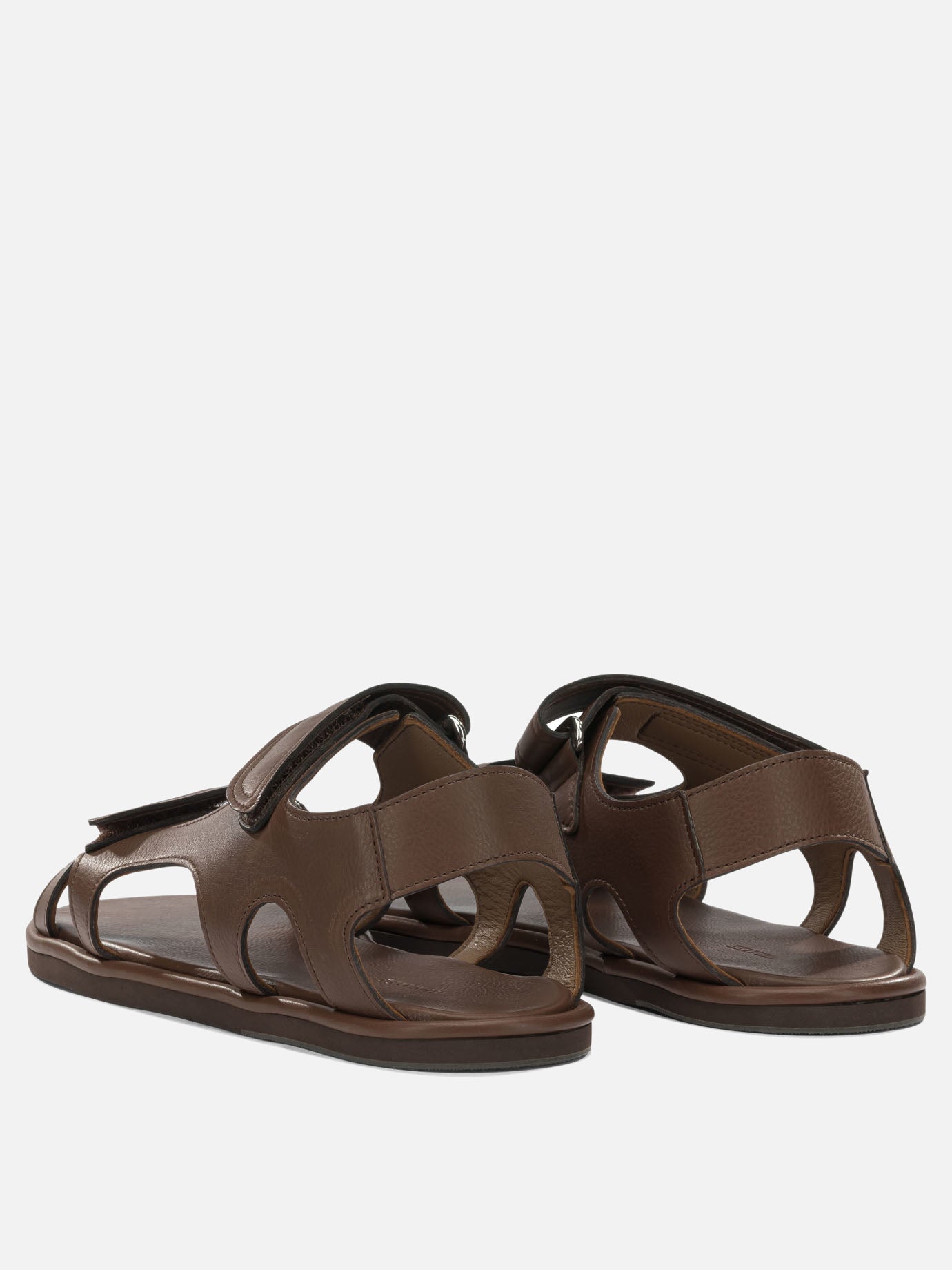 Auralee Low leather sandals Brown - Women | VIETTI Online Store