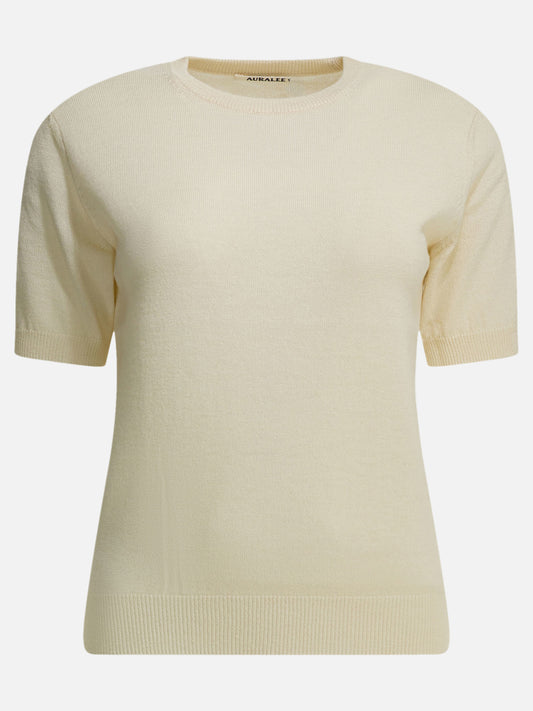 Auralee Cashmere crewneck sweater White

