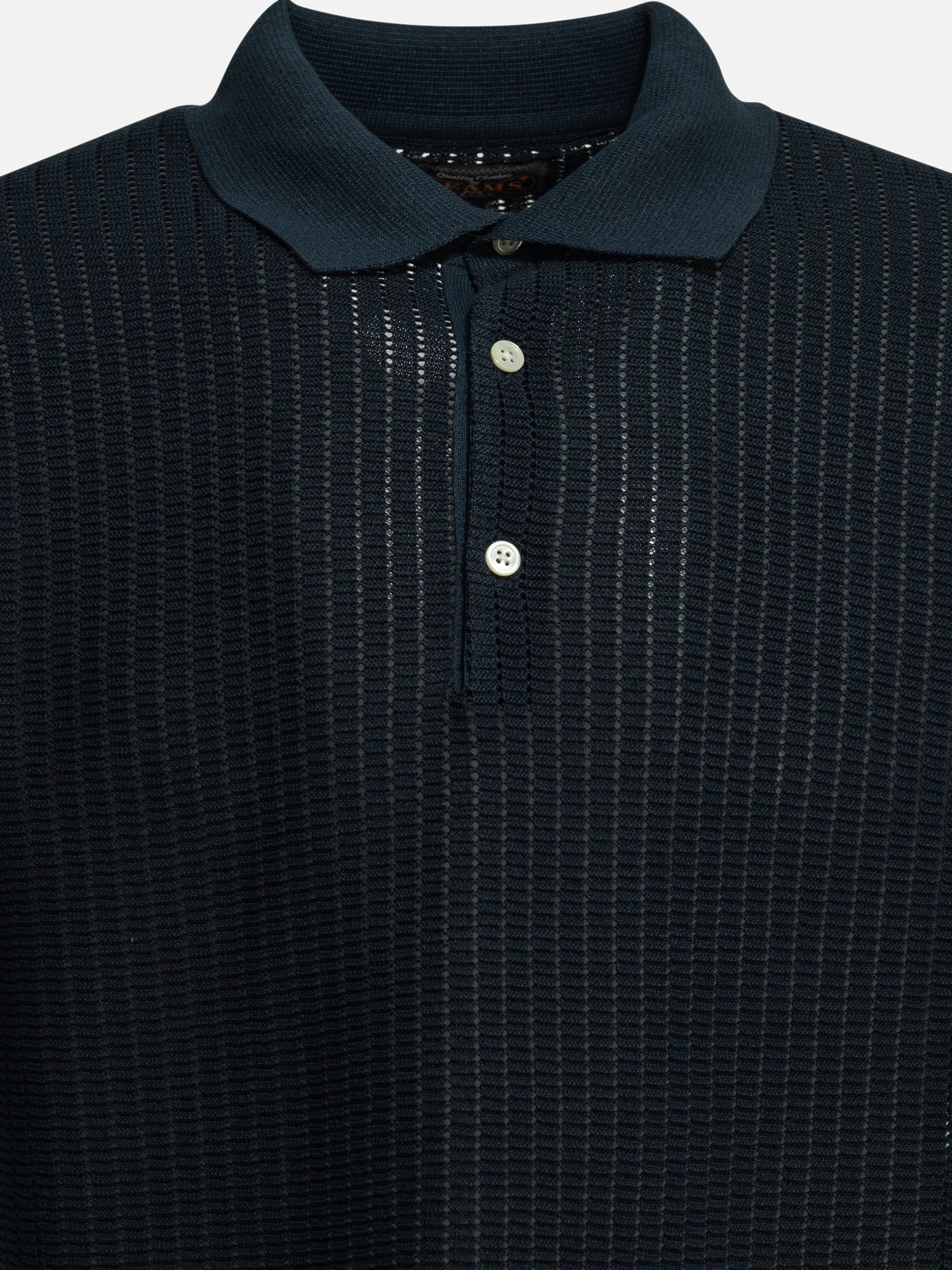 Polo shirts with buttons Textured knit  Blue - Beams Plus Men | PDP | VIETTI Online Store | thumbnail_3