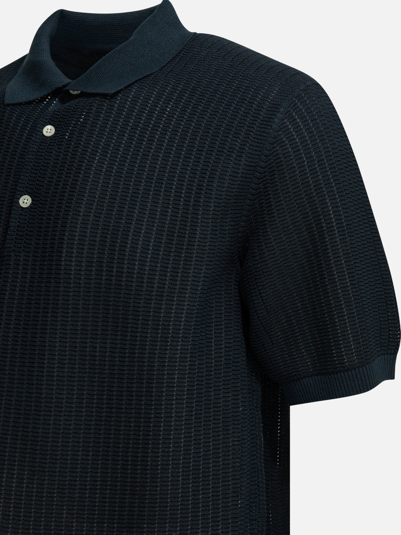 Polo shirts with buttons Textured knit  Blue - Beams Plus Men | PDP | VIETTI Online Store | Zoom-Modal_4

