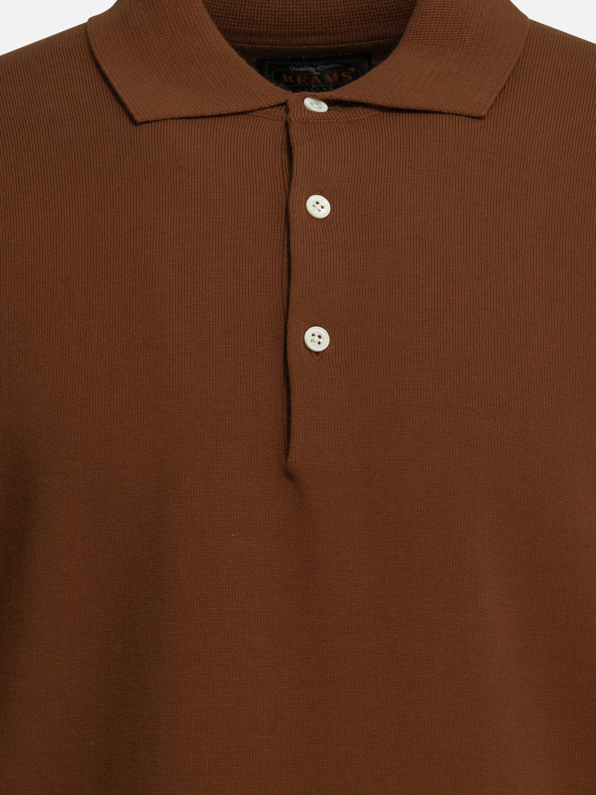 Beams Plus Cotton button-down polo shirt Brown