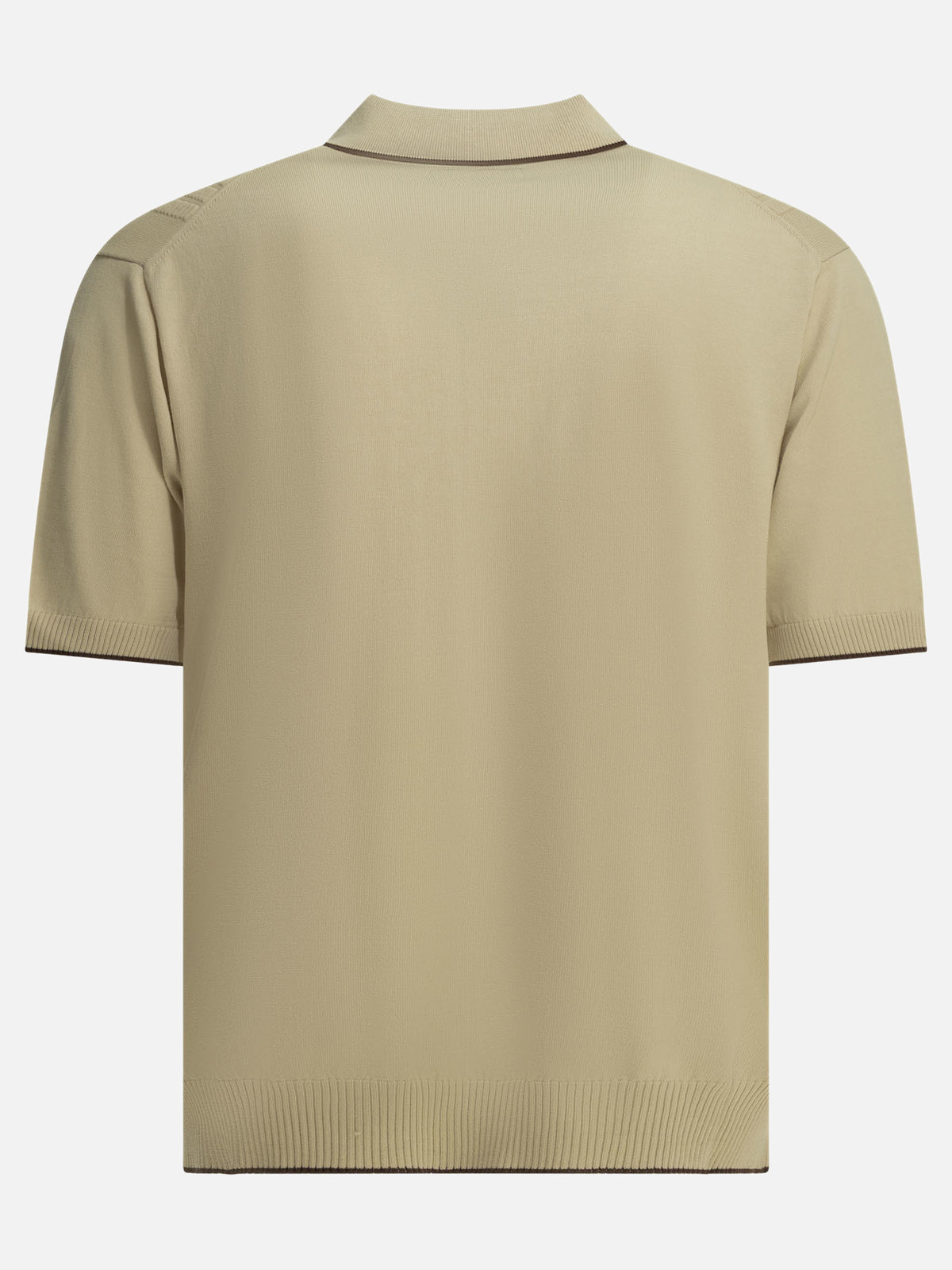 Beams Plus Textured knit button-down polo shirt Beige