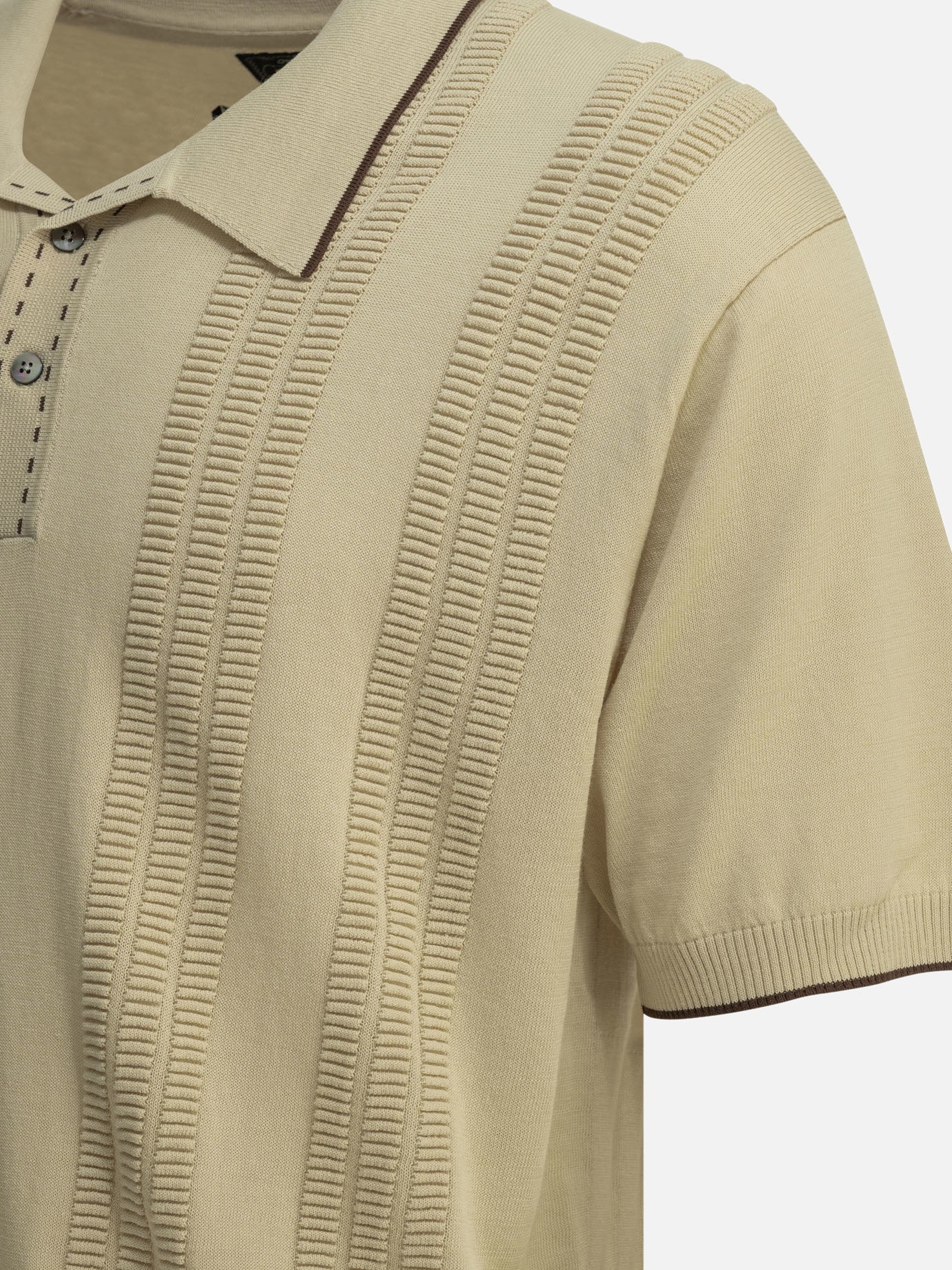 Polo shirts with buttons Textured knit  Beige - Beams Plus Men | PDP | VIETTI Online Store | Zoom-Modal_4
