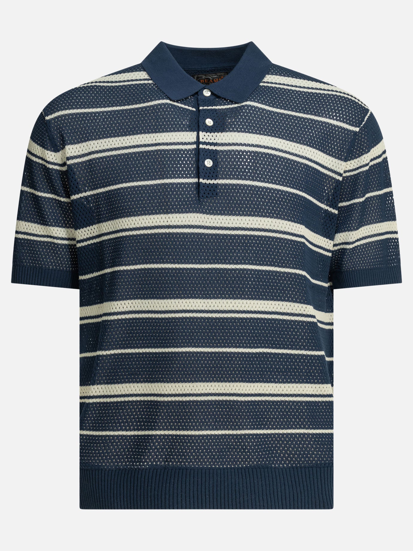 Polo con bottoni Striped  Blu - Beams Plus Uomo | PDP | VIETTI Online Store | thumbnail