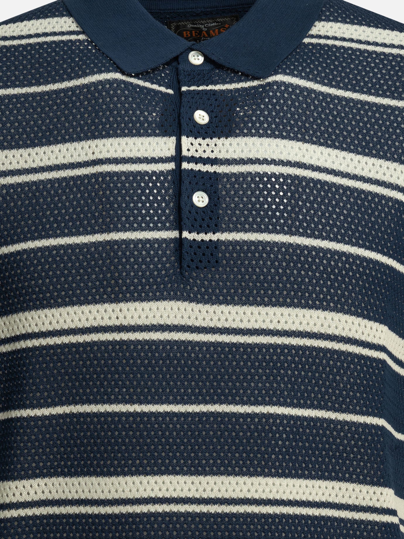 Polo con bottoni Striped  Blu - Beams Plus Uomo | PDP | VIETTI Online Store | thumbnail_3