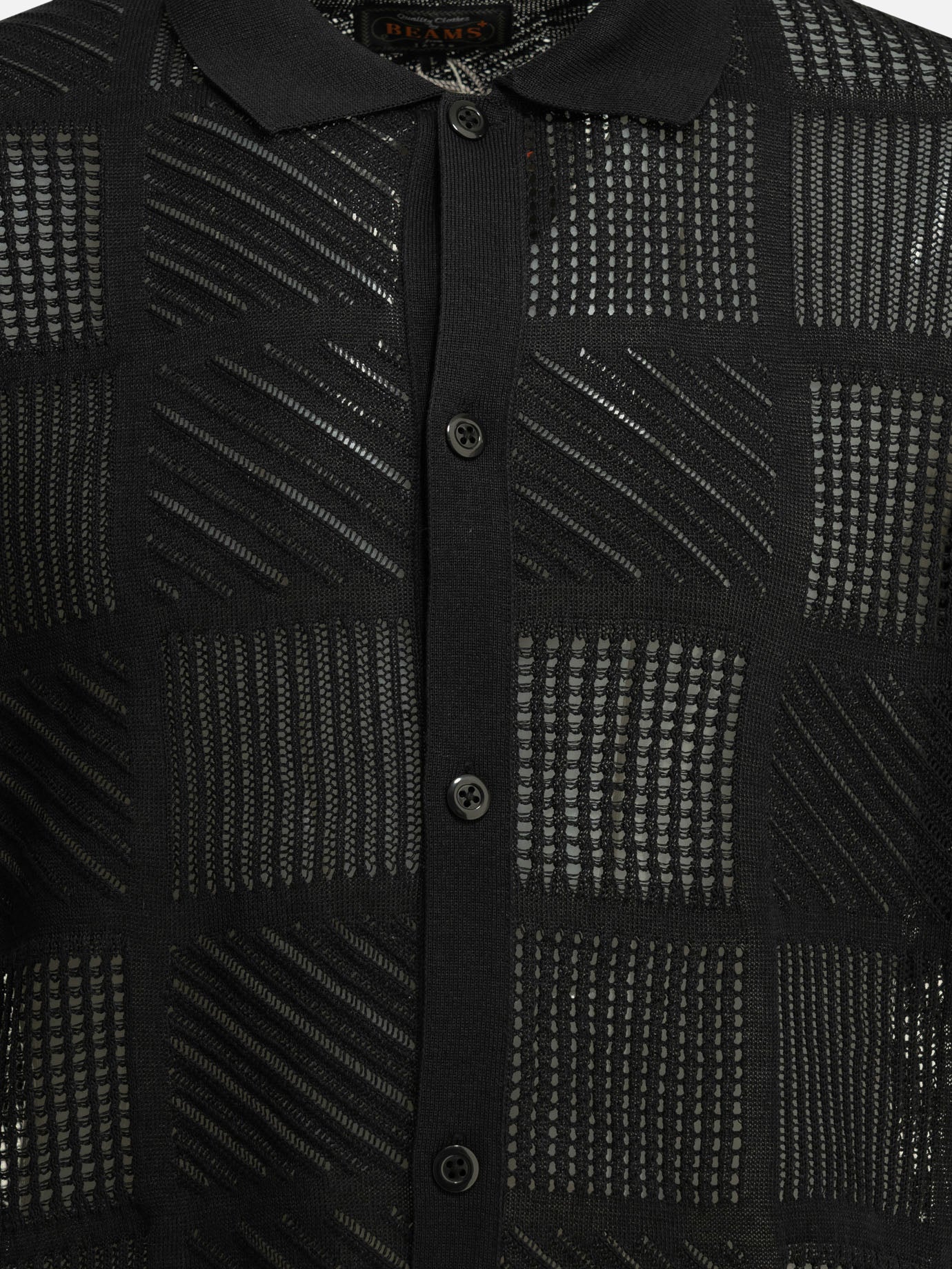 Polo shirts with buttons Textured knit  Black - Beams Plus Men | PDP | VIETTI Online Store | Zoom-Modal_3
