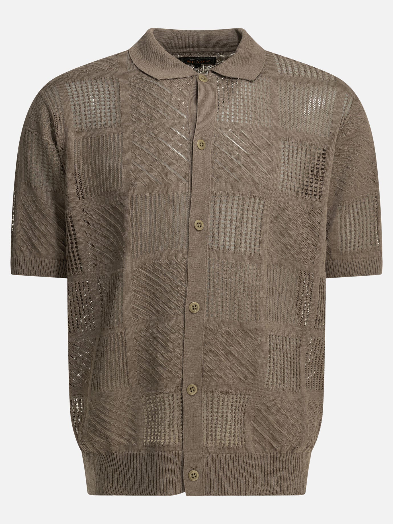 Polo shirts with buttons Textured knit  Brown - Beams Plus Men | PDP | VIETTI Online Store | Zoom-Modal
