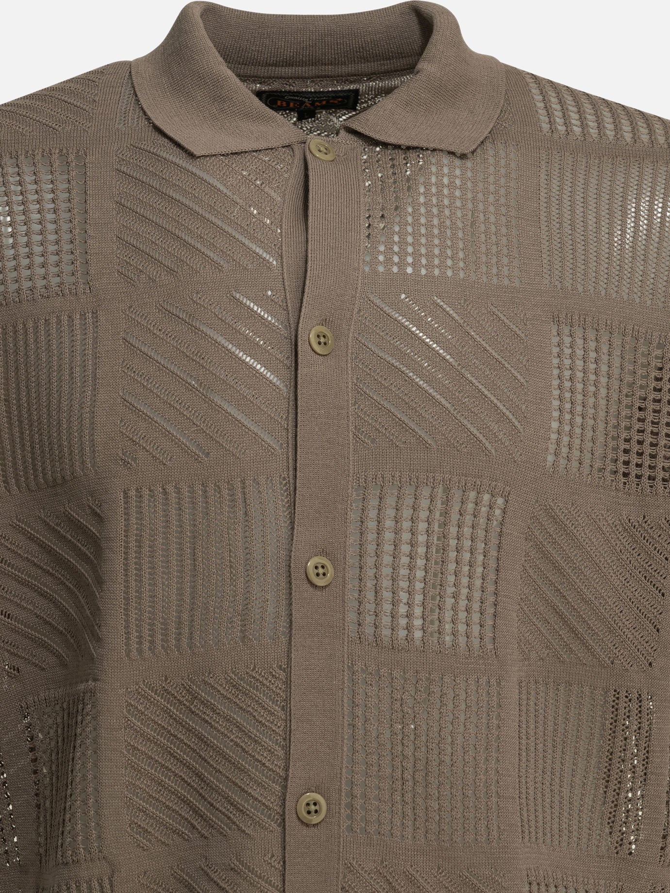 Polo shirts with buttons Textured knit  Brown - Beams Plus Men | PDP | VIETTI Online Store | thumbnail_3