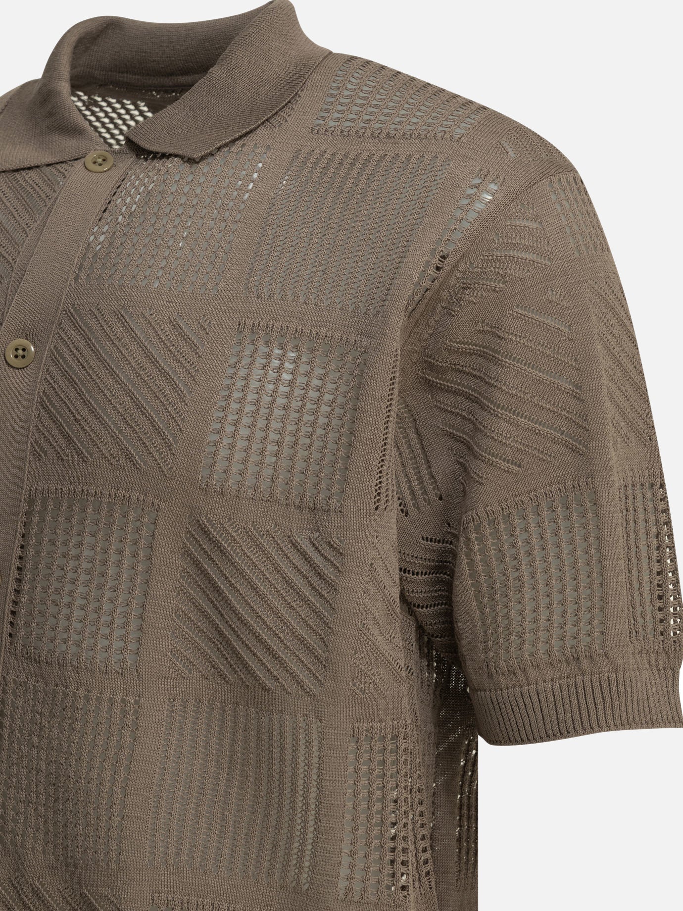 Polo shirts with buttons Textured knit  Brown - Beams Plus Men | PDP | VIETTI Online Store | thumbnail_4