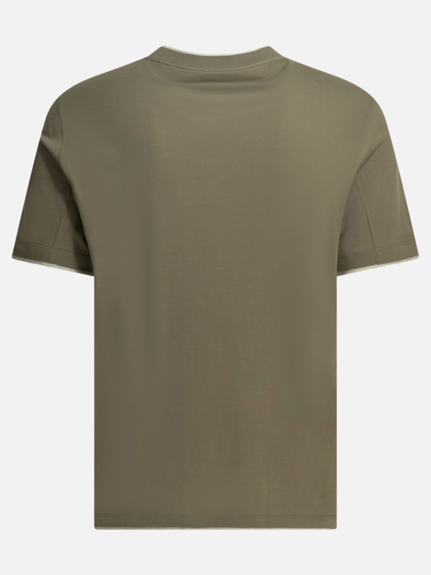T-shirt girocollo Solid colour  Verde - Brunello Cucinelli Uomo | PDP | VIETTI Online Store | Zoom-Modal_2
