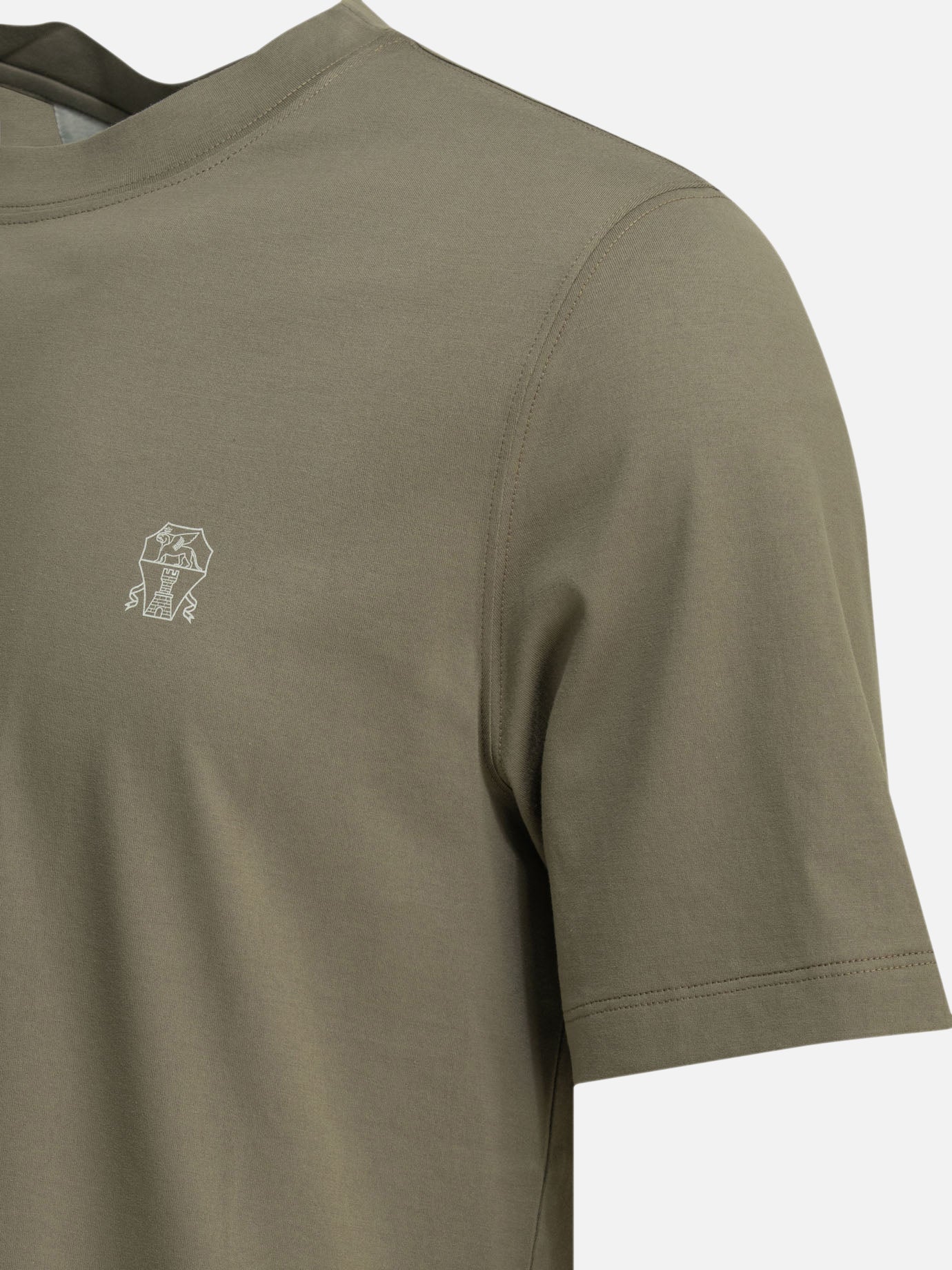 T-shirt girocollo Logo  Verde - Brunello Cucinelli Uomo | PDP | VIETTI Online Store | Zoom-Modal_4
