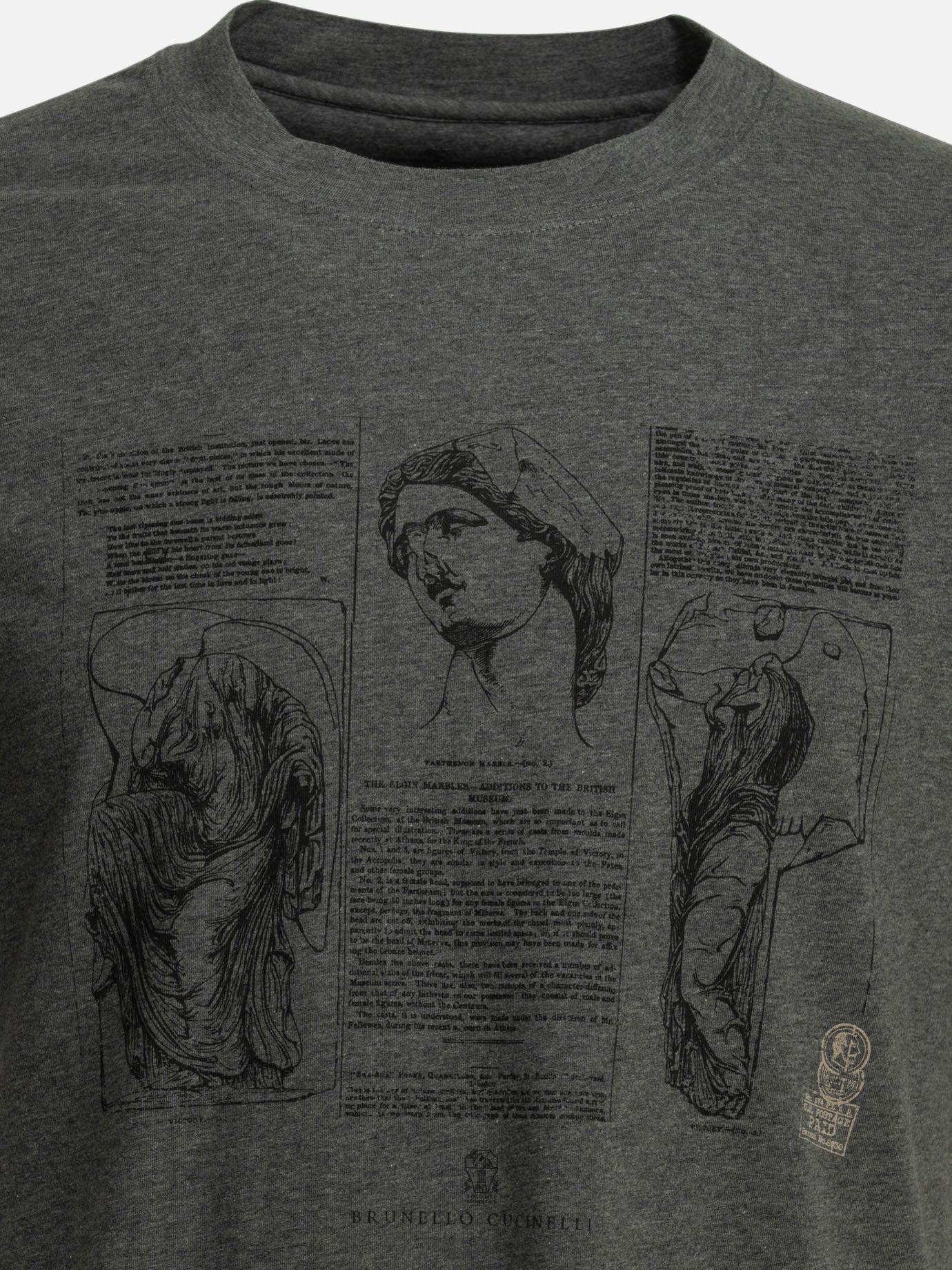 T-shirt girocollo Graphics  Grigio - Brunello Cucinelli Uomo | PDP | VIETTI Online Store | thumbnail_3