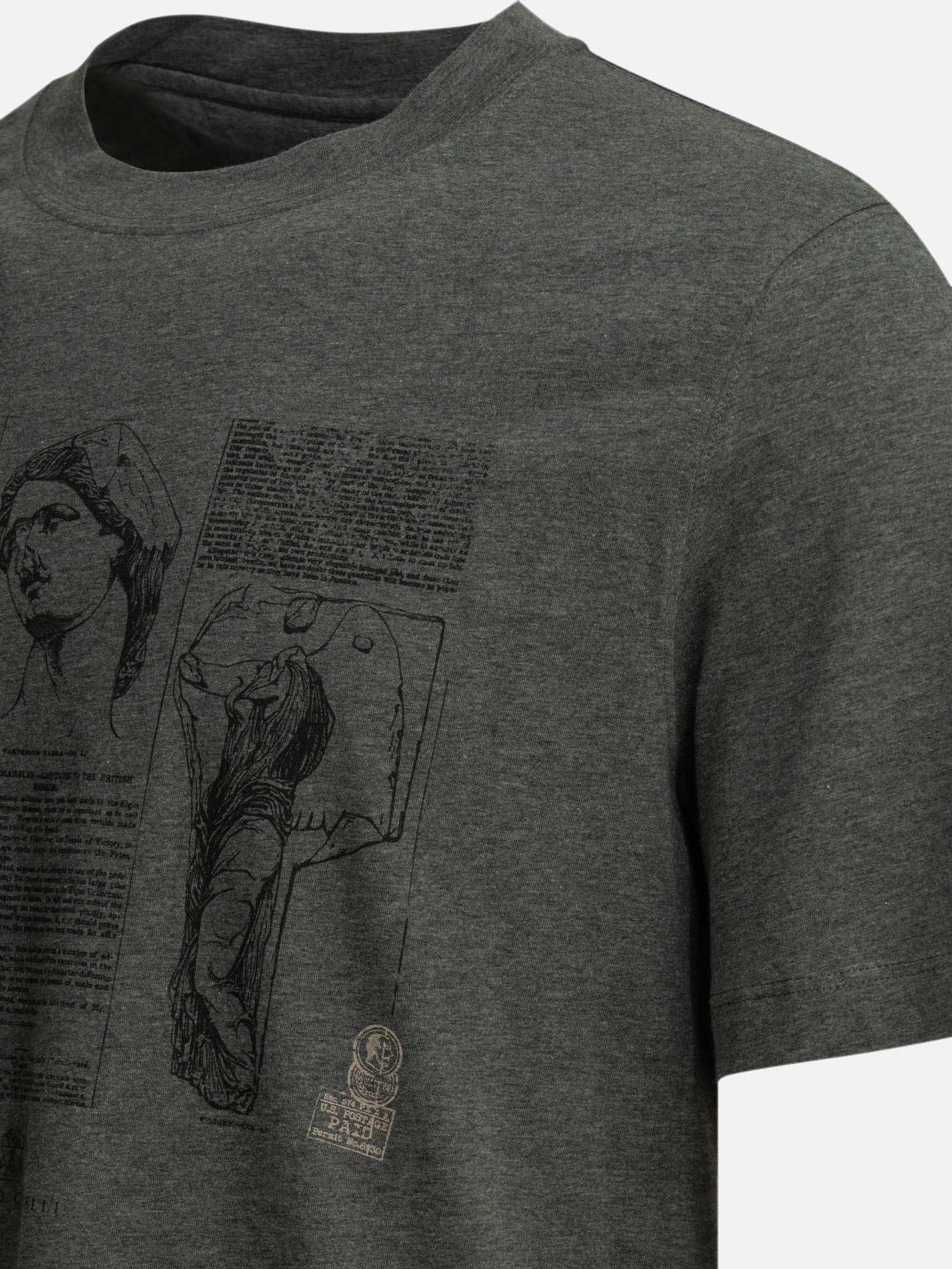 T-shirt girocollo Graphics  Grigio - Brunello Cucinelli Uomo | PDP | VIETTI Online Store | thumbnail_4
