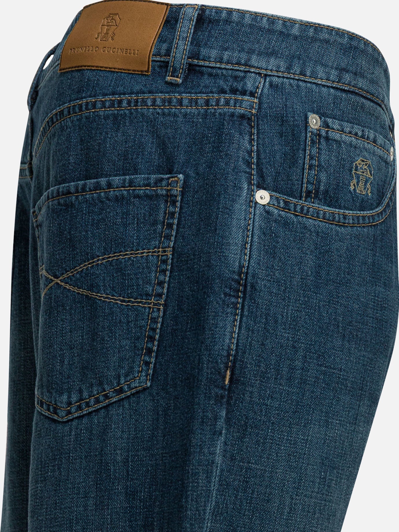 Straight-leg jeans Solid colour  Blue - Brunello Cucinelli Men | PDP | VIETTI Online Store | thumbnail_4