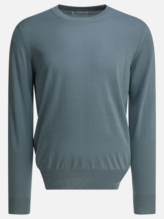 Crewneck sweaters Solid colour  Light blue - Brunello Cucinelli Men | PLP | VIETTI Online Store 
