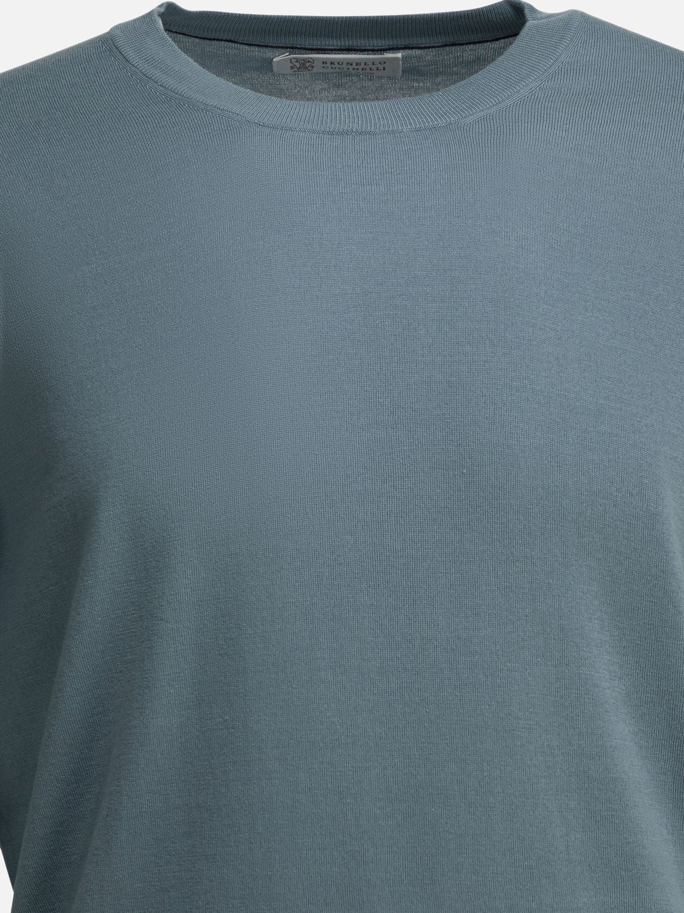 Crewneck sweaters Solid colour  Light blue - Brunello Cucinelli Men | PDP | VIETTI Online Store | thumbnail_3