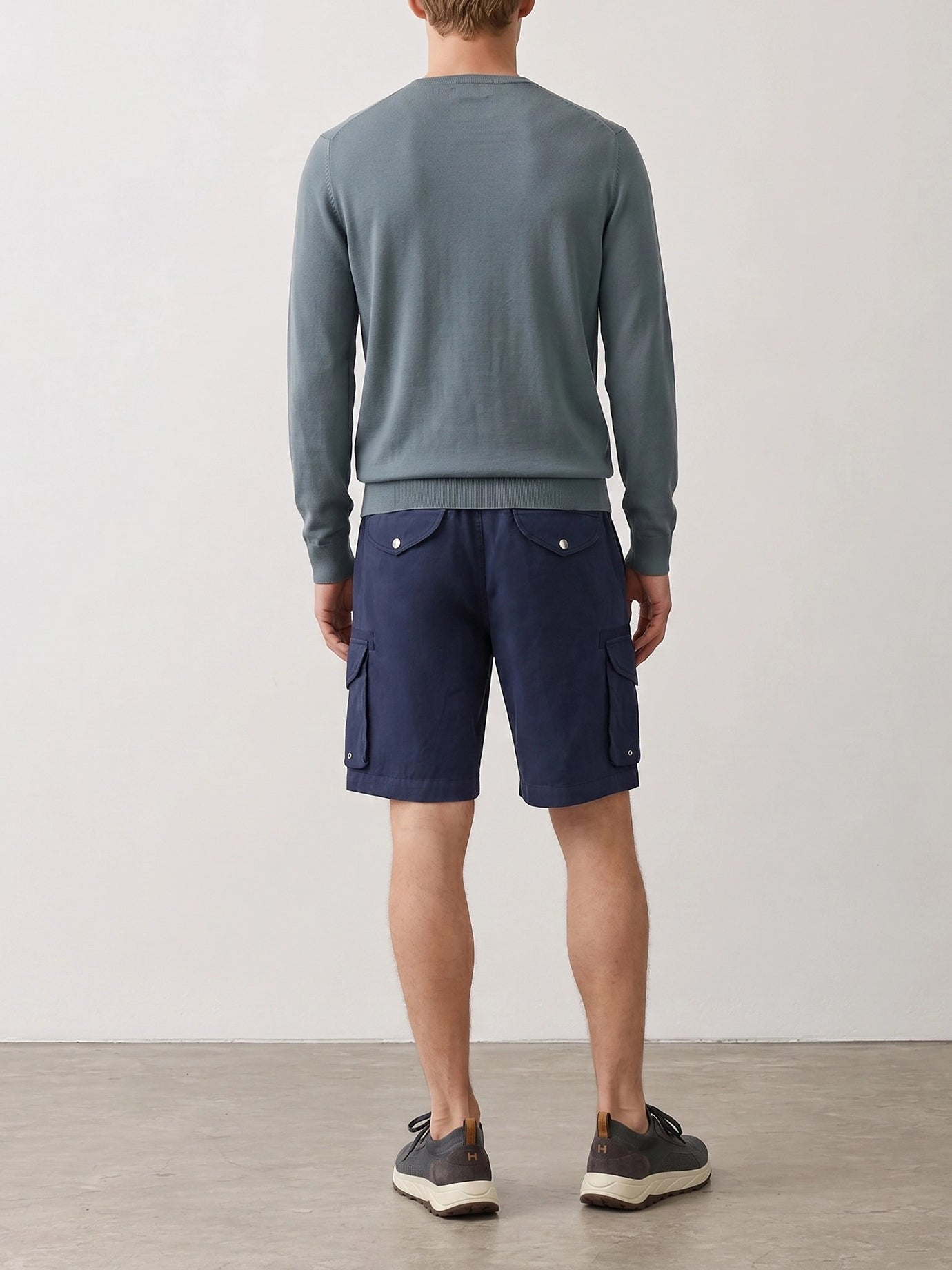 Crewneck sweaters Solid colour  Light blue - Brunello Cucinelli Men | PDP | VIETTI Online Store | Zoom-Modal_3
