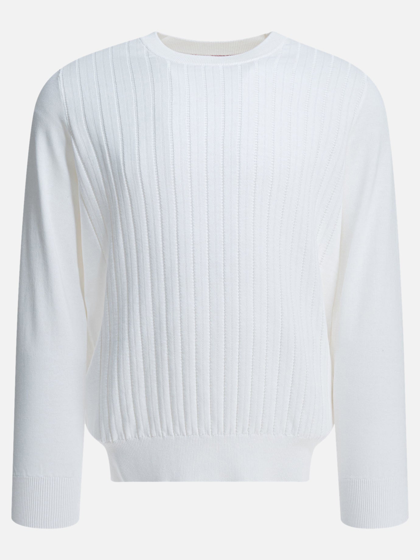 Crewneck sweaters Textured knit  White - Brunello Cucinelli Men | PDP | VIETTI Online Store | thumbnail