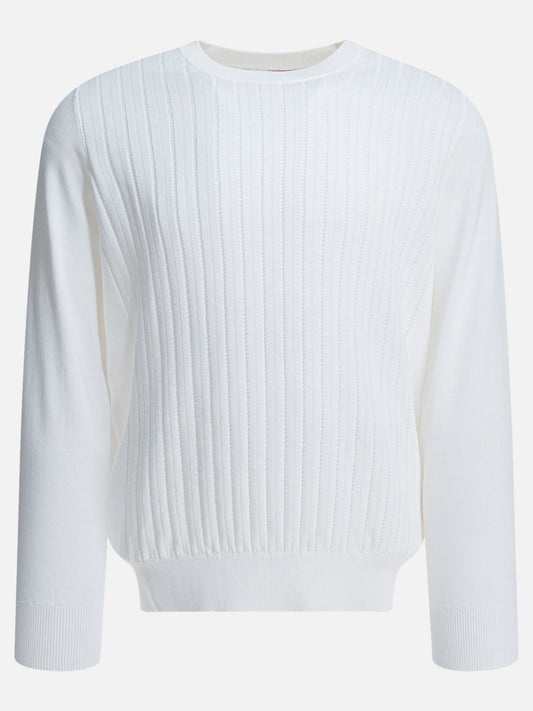 Crewneck sweaters Textured knit  White - Brunello Cucinelli Men | PLP | VIETTI Online Store 
