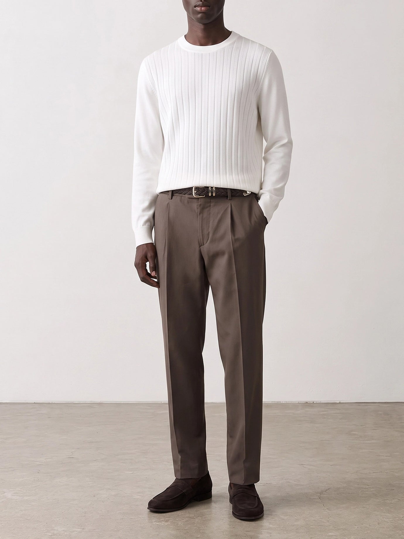 Maglioni girocollo Textured knit  Bianco - Brunello Cucinelli Uomo | PDP | VIETTI Online Store | Zoom-Modal_2

