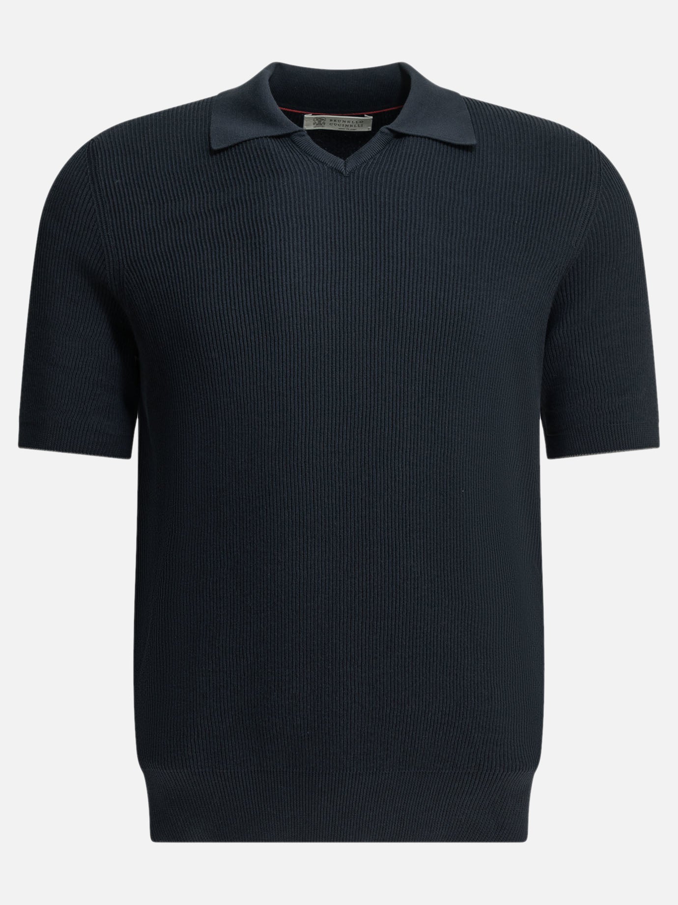 Polo shirts without buttons Solid colour  Blue - Brunello Cucinelli Men | PDP | VIETTI Online Store | Zoom-Modal
