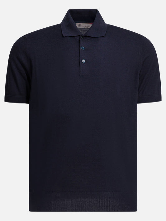 Polo con bottoni Solid colour  Blu - Brunello Cucinelli Uomo | PDP | VIETTI Online Store 
