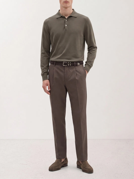 Polo shirts with buttons Solid colour  Brown - Brunello Cucinelli Men | PLP | VIETTI Online Store | 2
