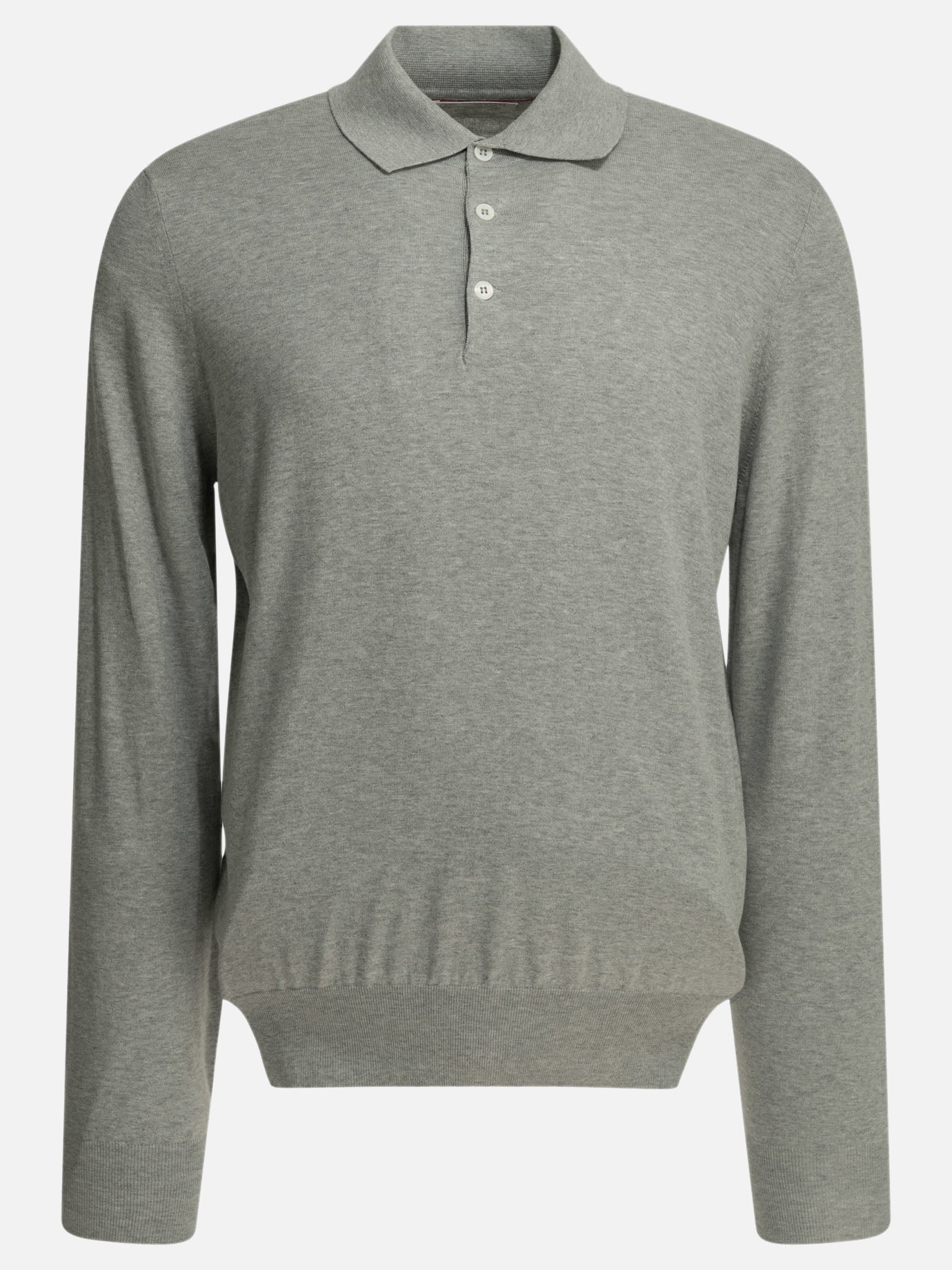 Polo shirts with buttons Solid colour  Grey - Brunello Cucinelli Men | PDP | VIETTI Online Store | Zoom-Modal
