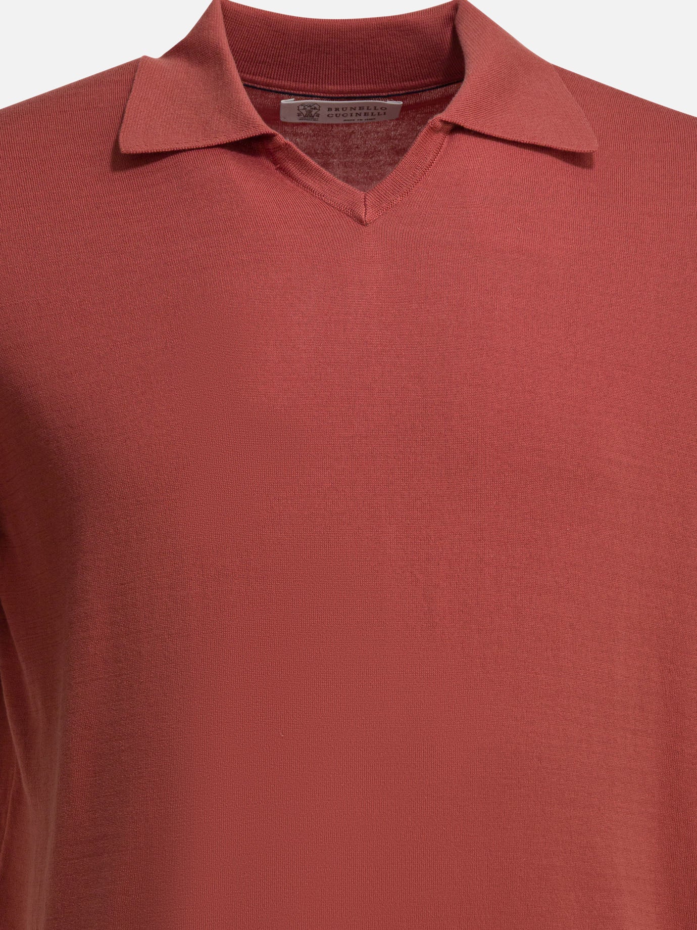 Polo senza bottoni Solid colour  Rosso - Brunello Cucinelli Uomo | PDP | VIETTI Online Store | thumbnail_5