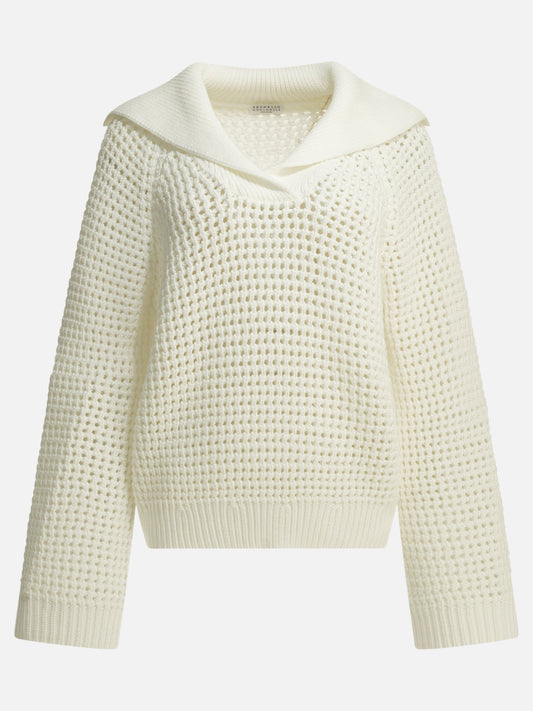 V neck sweaters Solid colour  White - Brunello Cucinelli Women | PLP | VIETTI Online Store 
