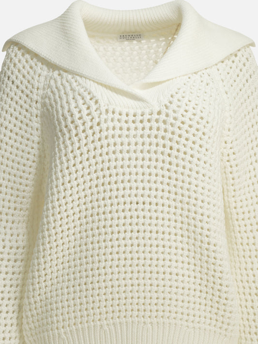 Brunello Cucinelli Cotton V-neck sweater White

