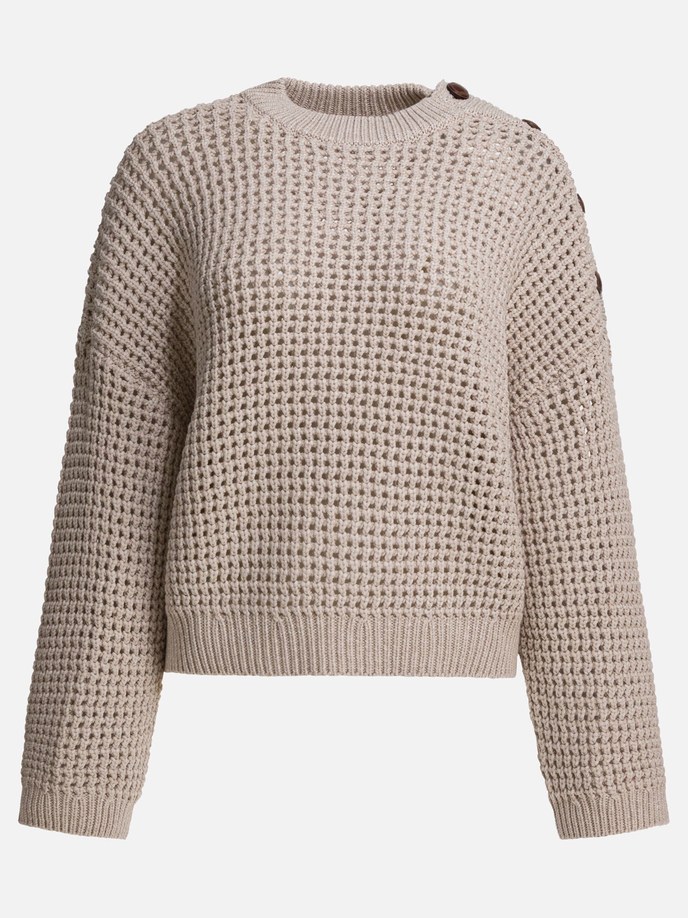 Crewneck sweaters Textured knit  Beige - Brunello Cucinelli Women | PDP | VIETTI Online Store | thumbnail